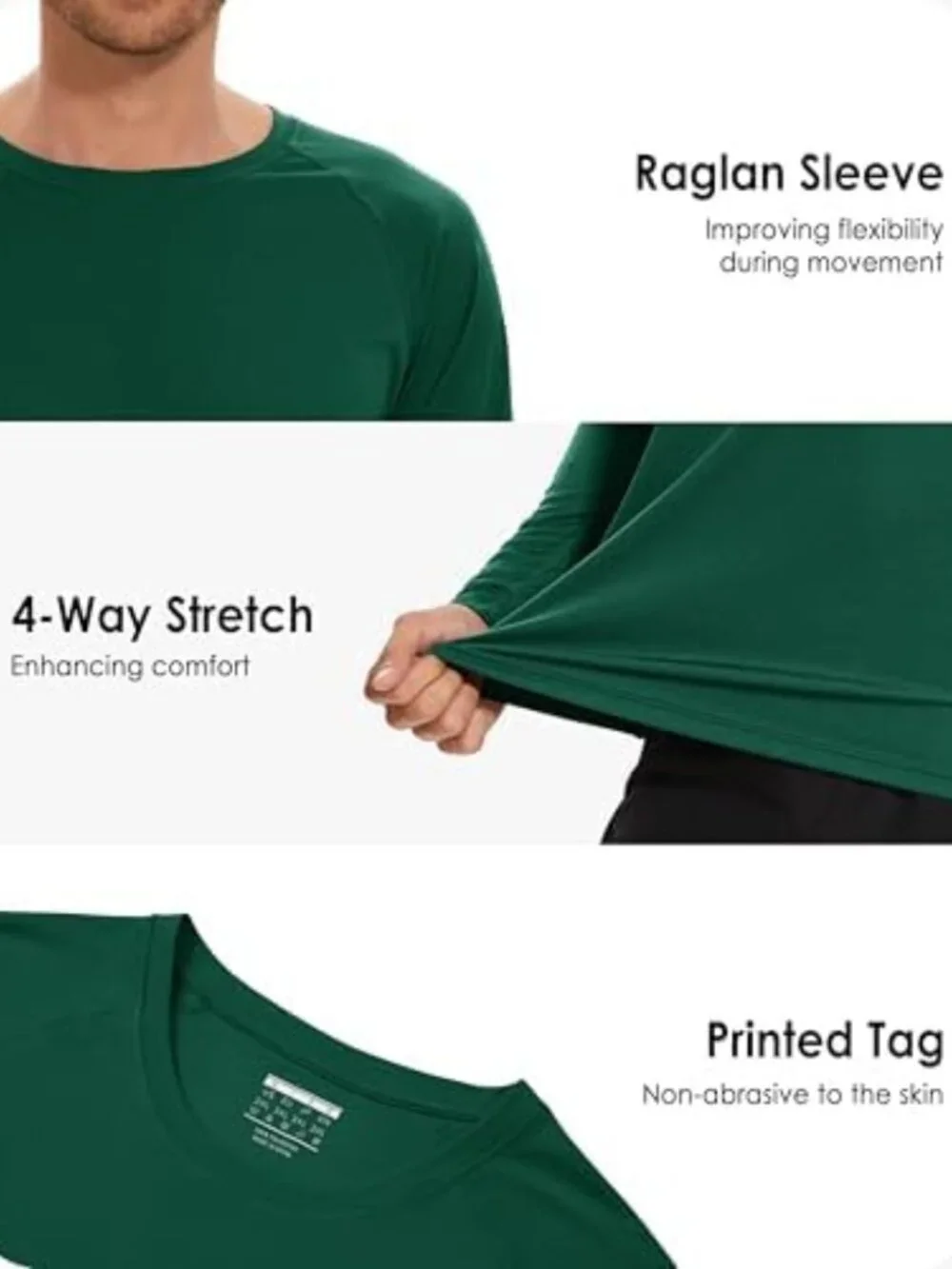 Men's UPF 50+ Sun Protection Long Sleeve Quick Dry Swim T-Shirt Rash Guard